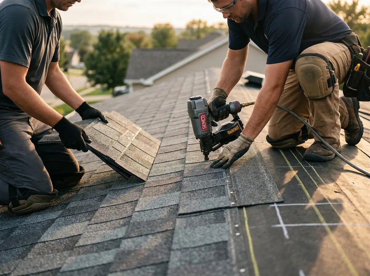 Professional roofer working on a residential roof in Silver City